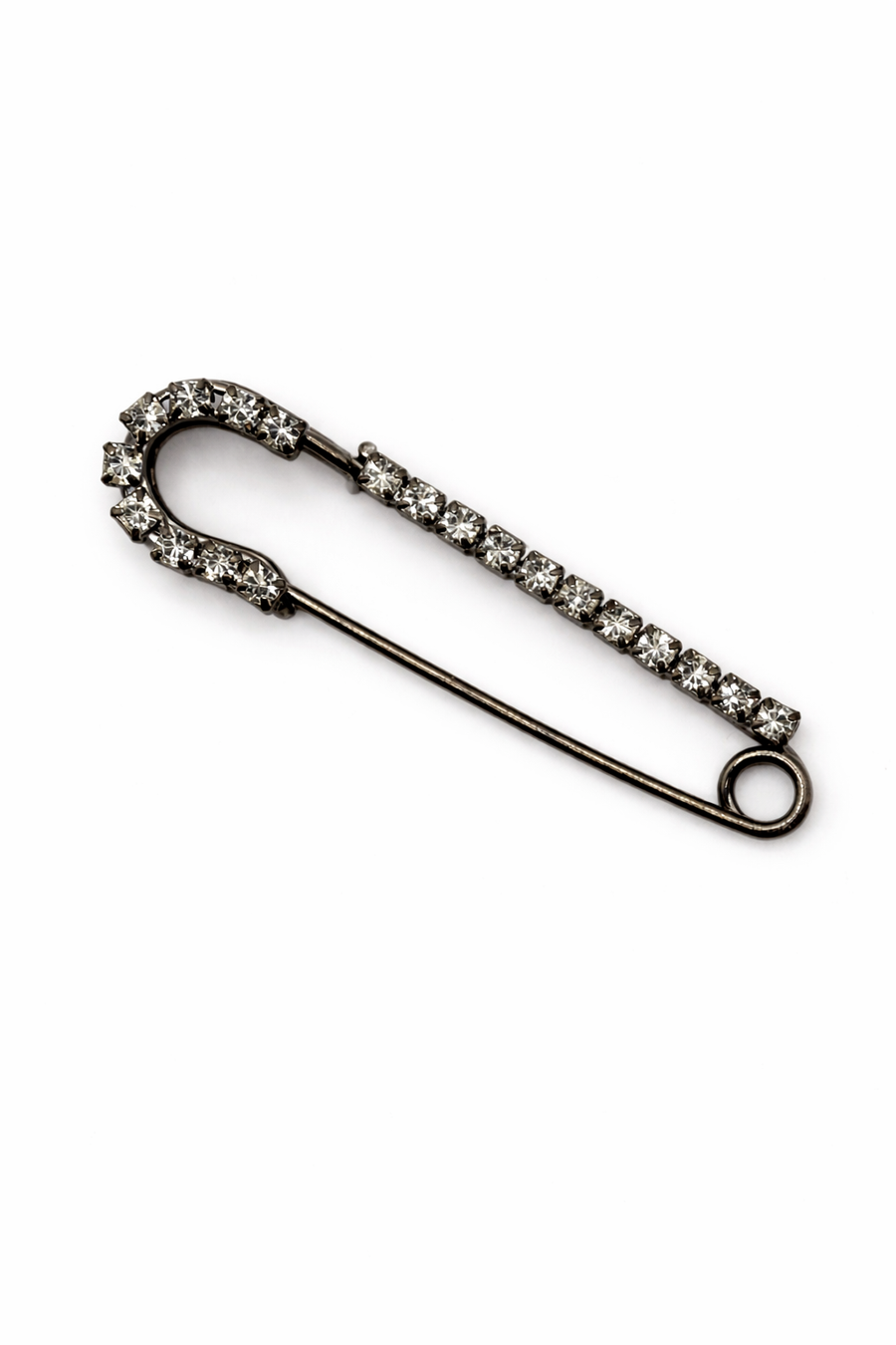 Gunmetal Crystal Lined Safety Pin Brooch Default Title Petit Détail Lebanon