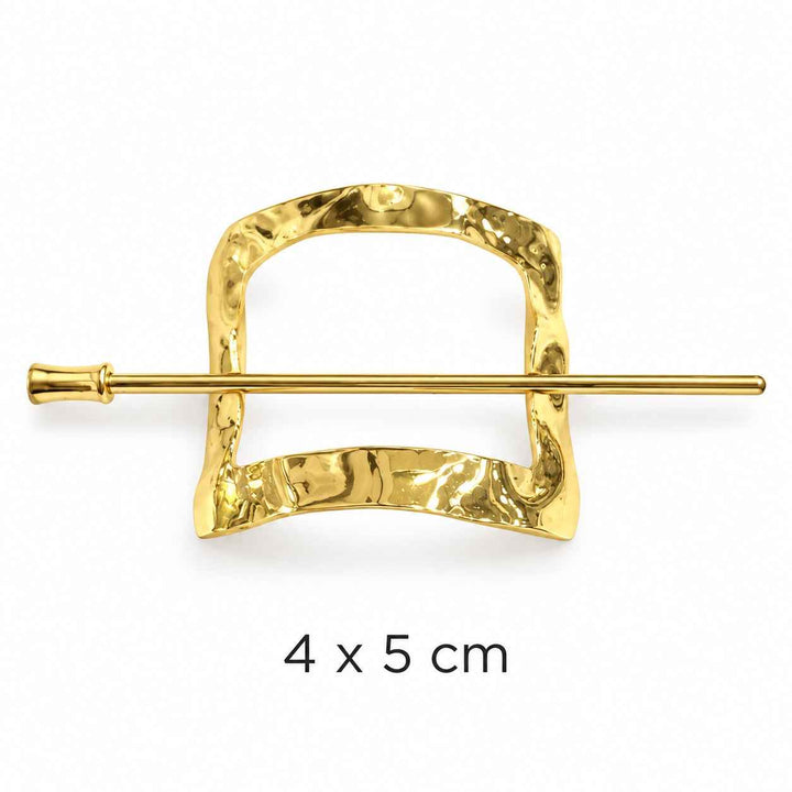 Hammered Square Gold-Tone Hair Cuff with Stick