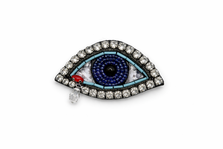 Hand-Embroidered "Crying Eye" Brooch Default Title Petit Détail Lebanon