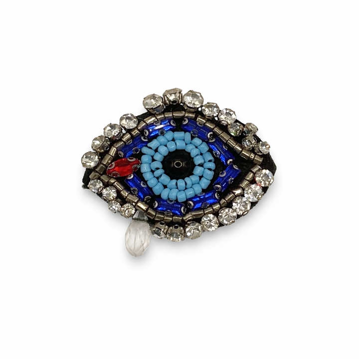 Hand-Embroidered "Midnight Crying Eye" Brooch Default Title Petit Détail Lebanon