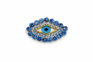 Hand-Sewn Beaded Evil Eye Brooch Geometric Petit Détail Lebanon