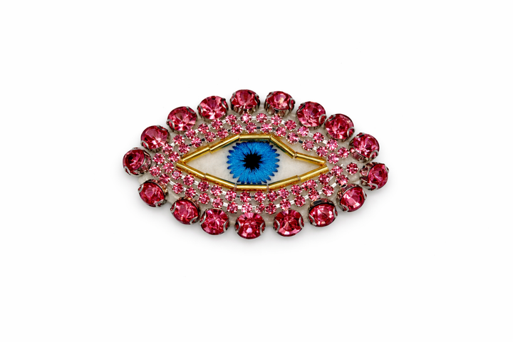 Hand-Sewn Beaded Evil Eye Brooch Geometric Petit Détail Lebanon