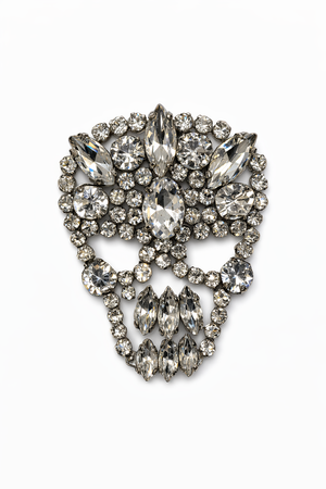 Handmade Crystal Skull Brooch Silver Petit Détail Lebanon