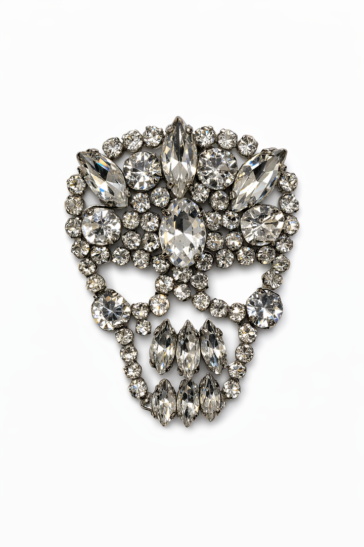 Handmade Crystal Skull Brooch Petit Détail Lebanon