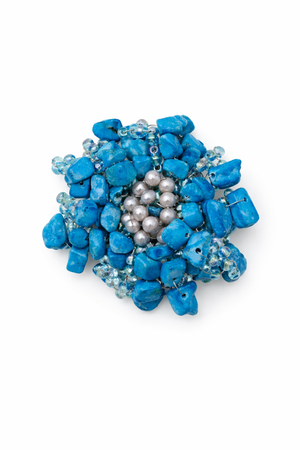 Handmade Wire-Wrapped Stone Cluster Brooch Blue Petit Détail Lebanon