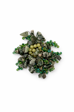 Handmade Wire-Wrapped Stone Cluster Brooch Green Petit Détail Lebanon