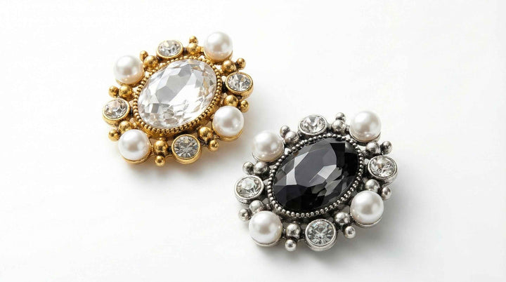 Luxury Crystal & Pearl Jeweled Button (Sew-On) Petit Détail Lebanon