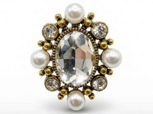 Luxury Crystal & Pearl Jeweled Button (Sew-On) Gold Petit Détail Lebanon