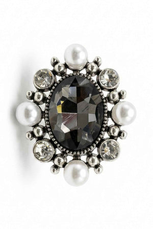 Luxury Crystal & Pearl Jeweled Button (Sew-On) Silver Petit Détail Lebanon