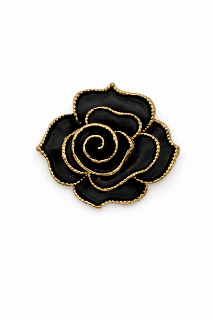 Midnight Bloom: Black Rose Brooch Default Title Petit Détail Lebanon