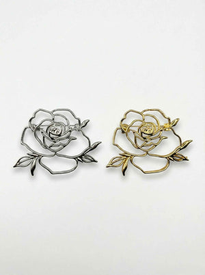 Minimalist Hollow Rose Brooch – Gold & Silver Petit Détail Lebanon