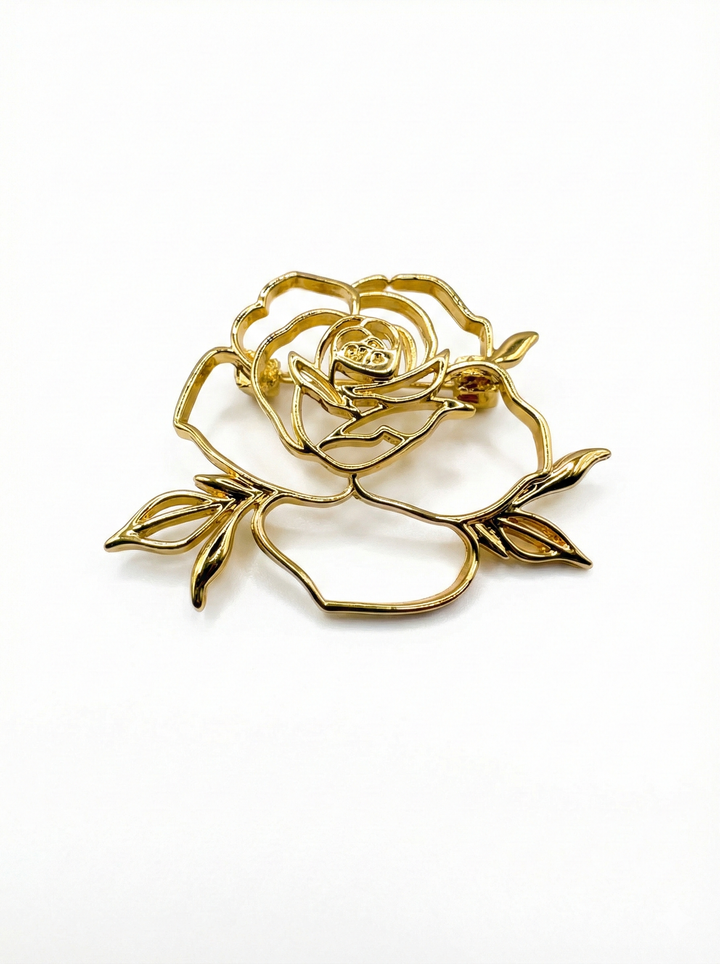 Minimalist Hollow Rose Brooch – Gold & Silver Petit Détail Lebanon