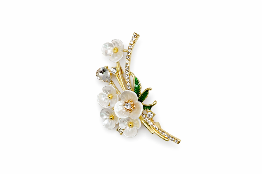 Pearlescent White Flower Bouquet Brooch Default Title Petit Détail Lebanon