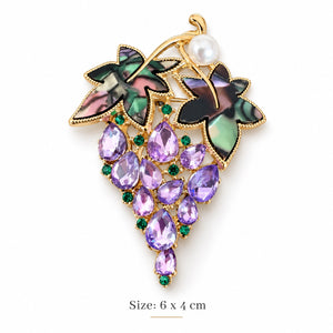 Lavender Crystal Grape Cluster Gold-Tone Brooch Petit Détail Lebanon