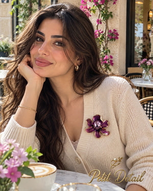 Purple Enamel Crystal Flower Brooch Petit Détail Lebanon