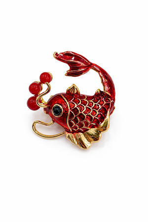 Red Enamel Koi Fish Brooch Default Title Petit Détail Lebanon
