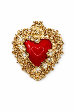 Red Enamel Sacred Heart Brooch Big Petit Détail Lebanon