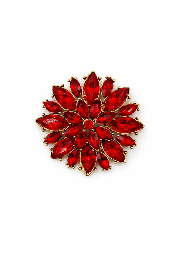 Retro 50s Red Crystal Spray Bow Brooch Default Title Petit Détail Lebanon