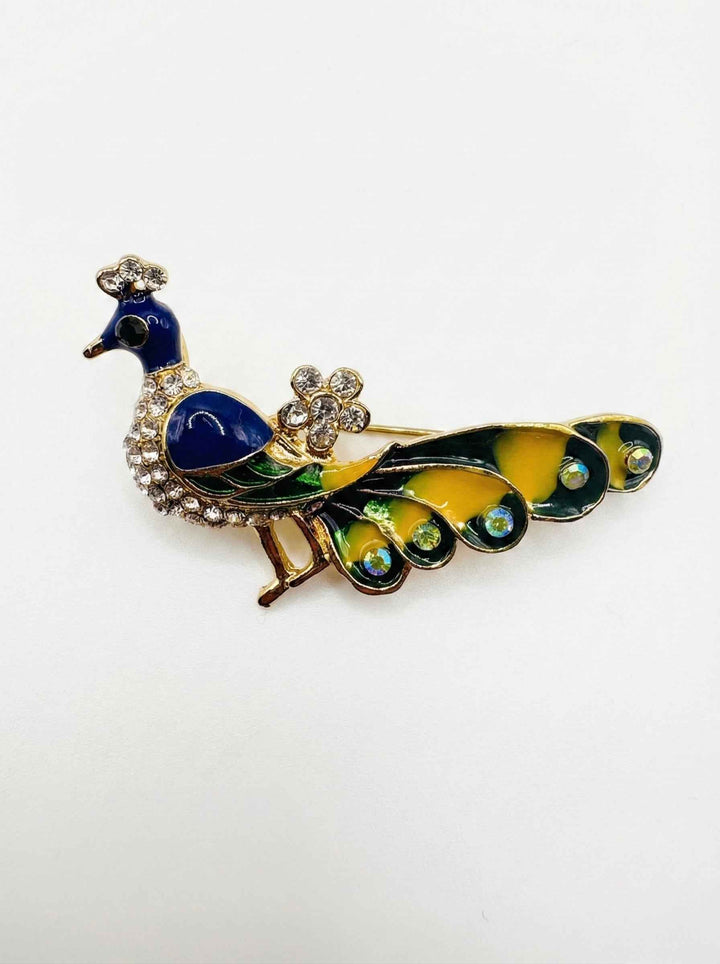 Royal Enamel Peacock Brooch Default Title Petit Détail Lebanon