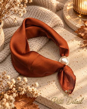 Rust Satin Magnetic Scarf Petit Détail Lebanon