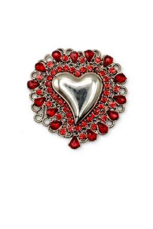 Sacred Heart Crystal Brooch Silver Petit Détail Lebanon