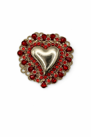 Sacred Heart Crystal Brooch Gold Petit Détail Lebanon