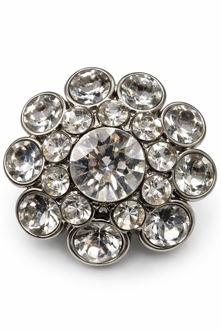 Silver Crystal Sunburst Jewel Button (Sew-On) Petit Détail Lebanon