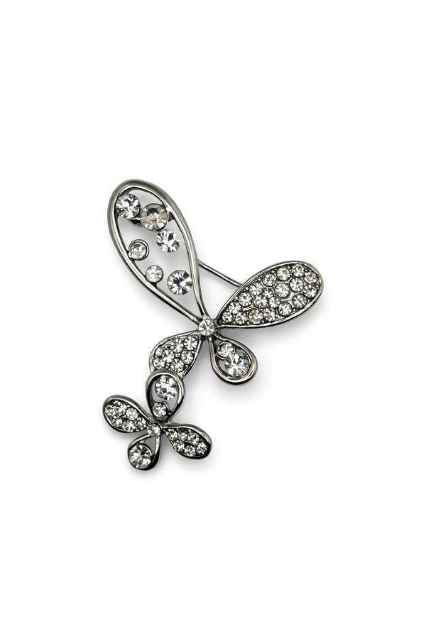 Silver-Tone Crystal Double Butterfly Brooch Default Title Petit Détail Lebanon