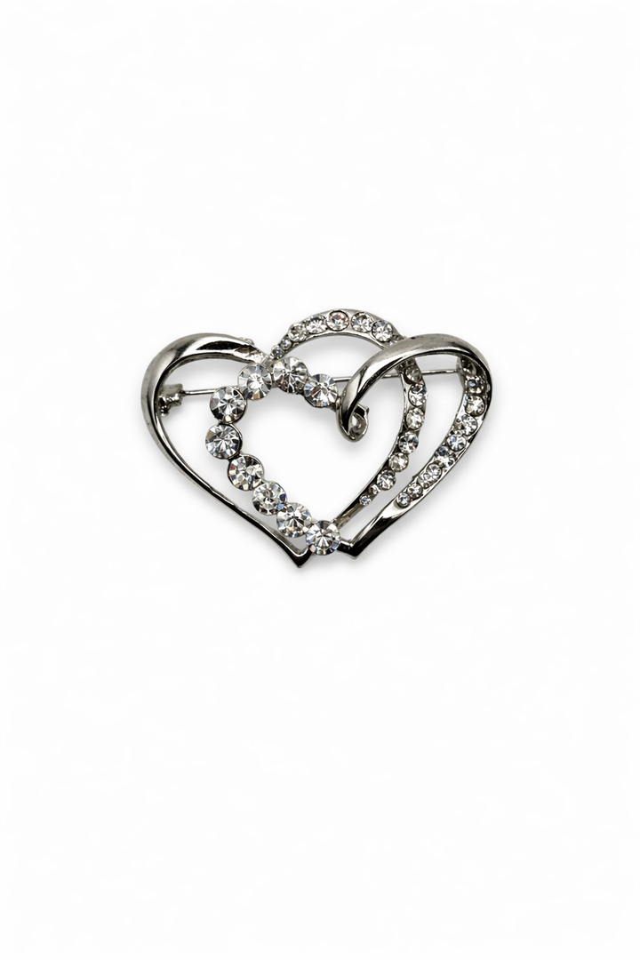 Silver-Tone Interlocking Hearts Brooch Default Title Petit Détail Lebanon