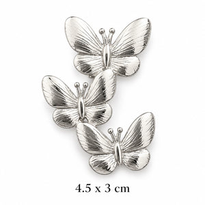 Silver triple butterfly brooch, 4.5 x 3 cm