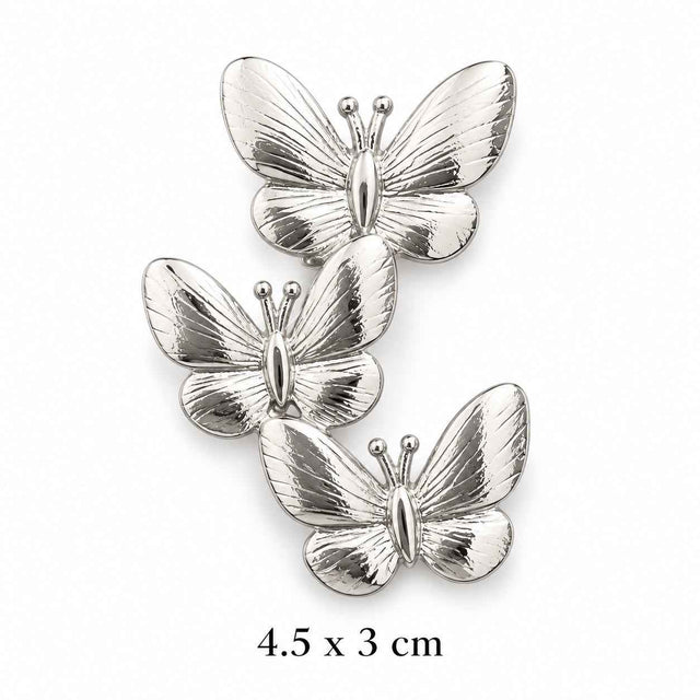 Silver Triple Butterfly Brooch