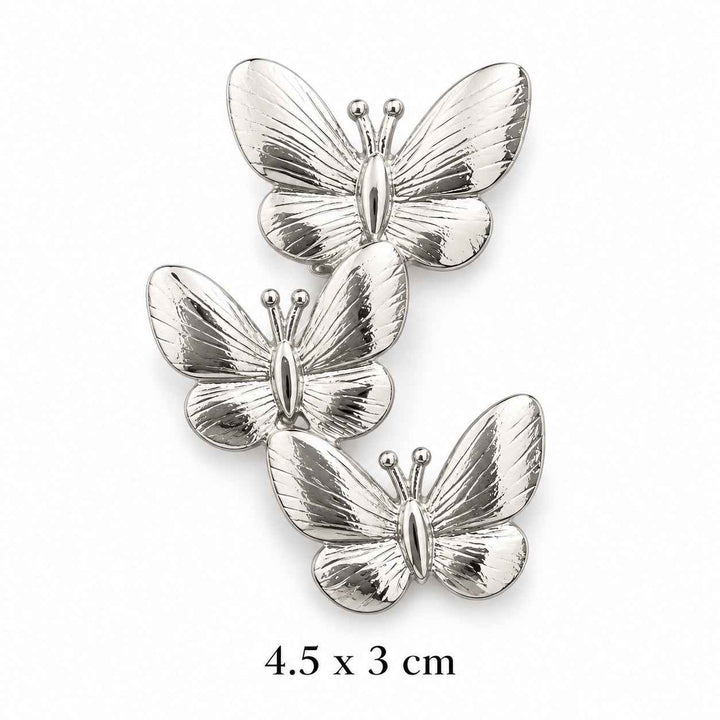Silver Triple Butterfly Brooch