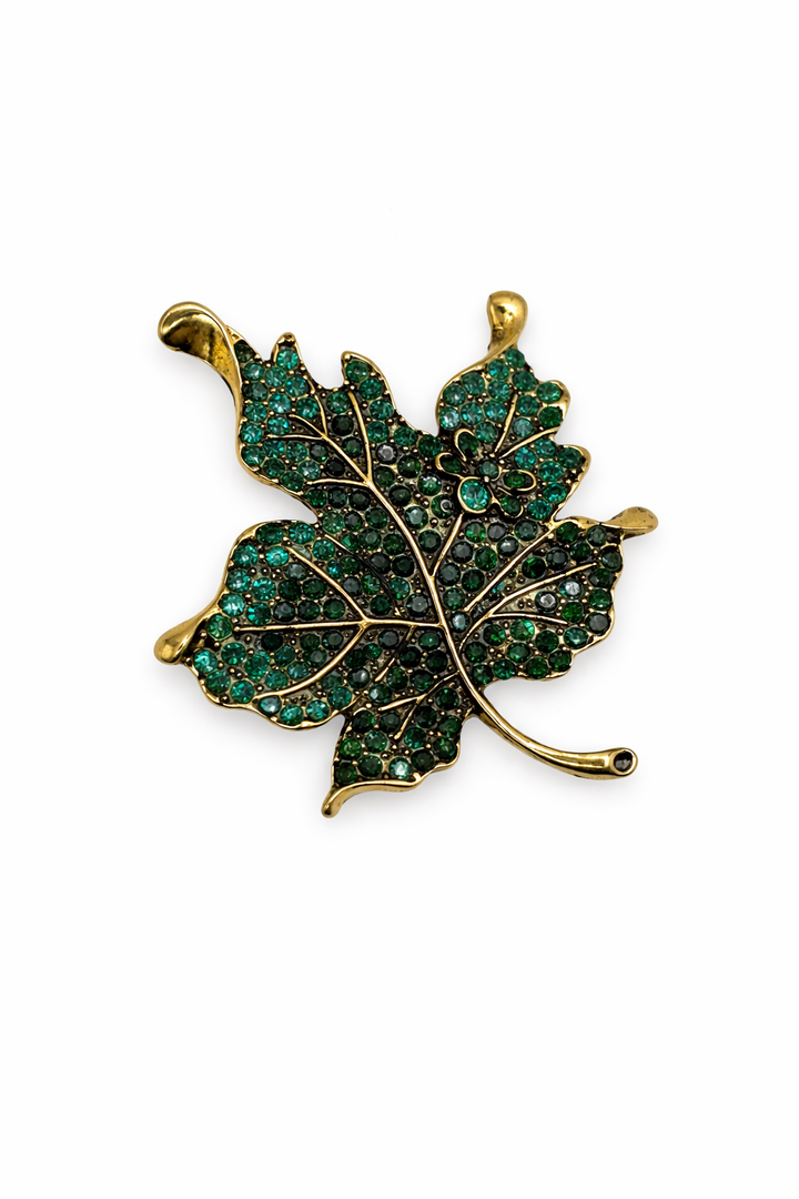 Sparkling Crystal Maple Leaf Brooch Petit Détail Lebanon