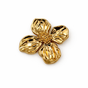 Textured Gold Dogwood Flower Brooch Petit Détail Lebanon