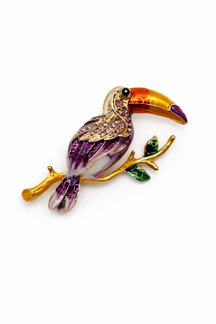 Tropical Toucan Enamel Brooch Petit Détail Lebanon