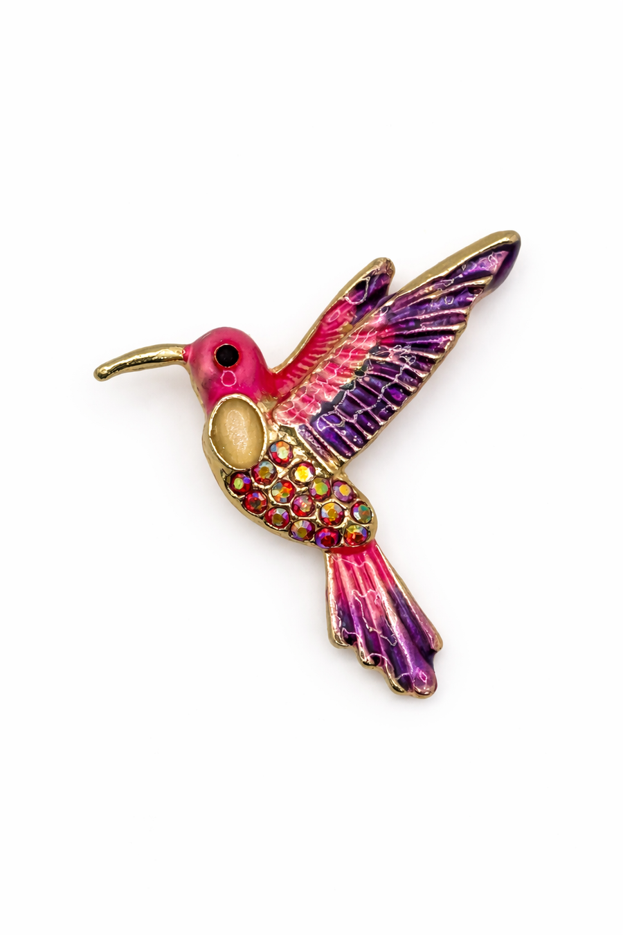 Vibrant Pink & Purple Enamel Hummingbird Brooch Default Title Petit Détail Lebanon