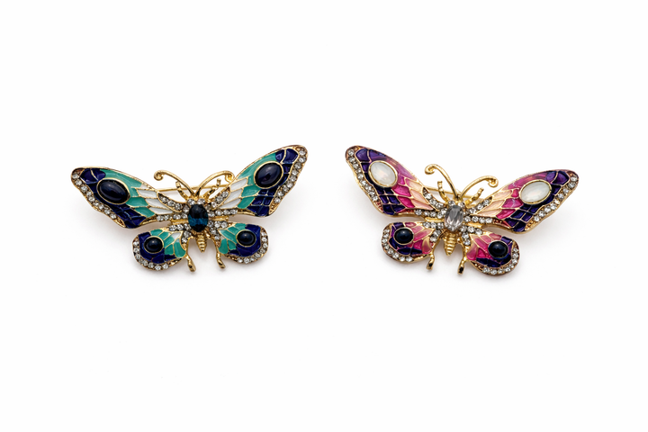 Vintage Style Enamel & Rhinestone Butterfly Brooch Petit Détail Lebanon