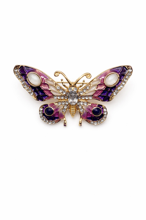 Vintage Style Enamel & Rhinestone Butterfly Brooch Purple Petit Détail Lebanon
