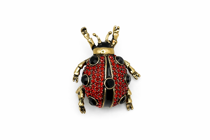 Vintage Pave Red Ladybug Brooch Petit Détail Lebanon