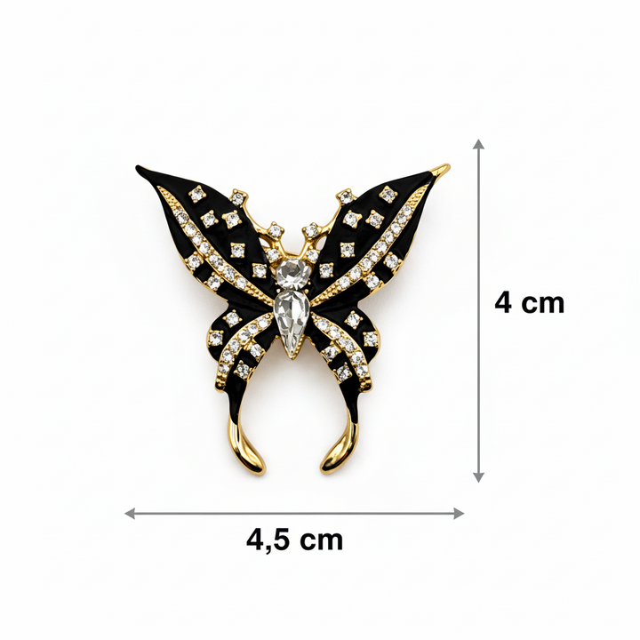 Vintage Style Black Enamel Swallowtail Butterfly Brooch Petit Détail Lebanon