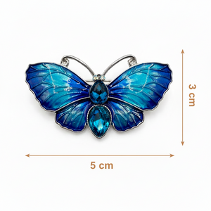Vintage Style Blue Enamel & Crystal Butterfly Brooch Default Title Petit Détail Lebanon