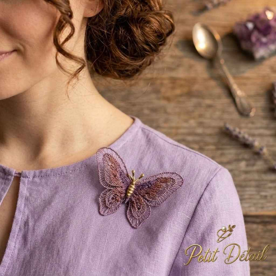 Vintage Style Two-Tone Woven Wire Butterfly Brooch Petit Détail Lebanon