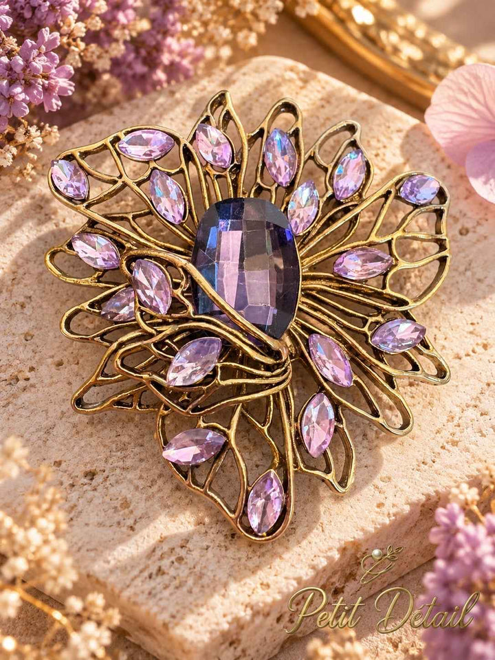 Violet Crystal Filigree Bloom Brooch