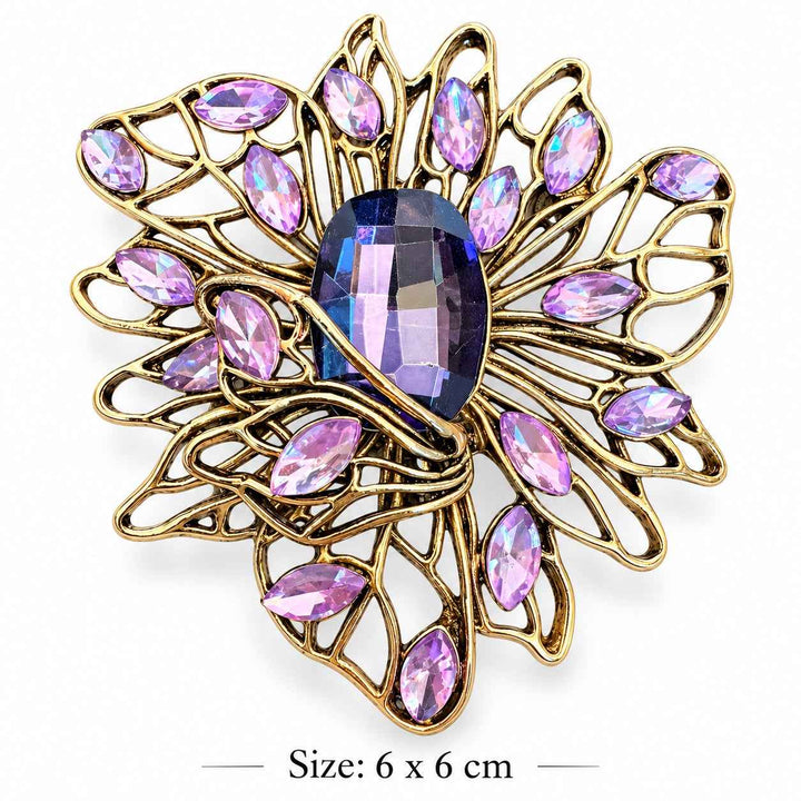 Violet Crystal Filigree Bloom Brooch